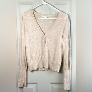 Veronica Beard Sweater Cardigan  Merino Wool Blend Cream Size Large lightweight